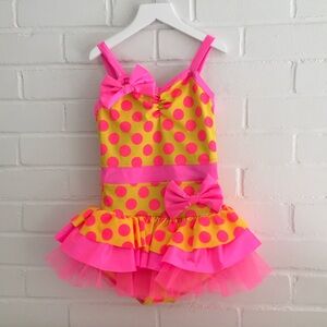 Girls Weissman Dance Recital Polka Dot Tutu Dress  Leotard Size MC